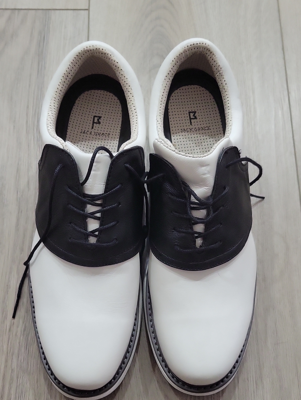 Men’s Two-Tone White and Black Derby Oxfords